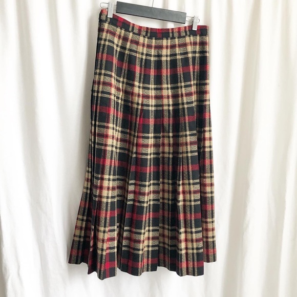 Courageous vintage plaid pleated midi/maxi skirt - Picture 1 of 5
